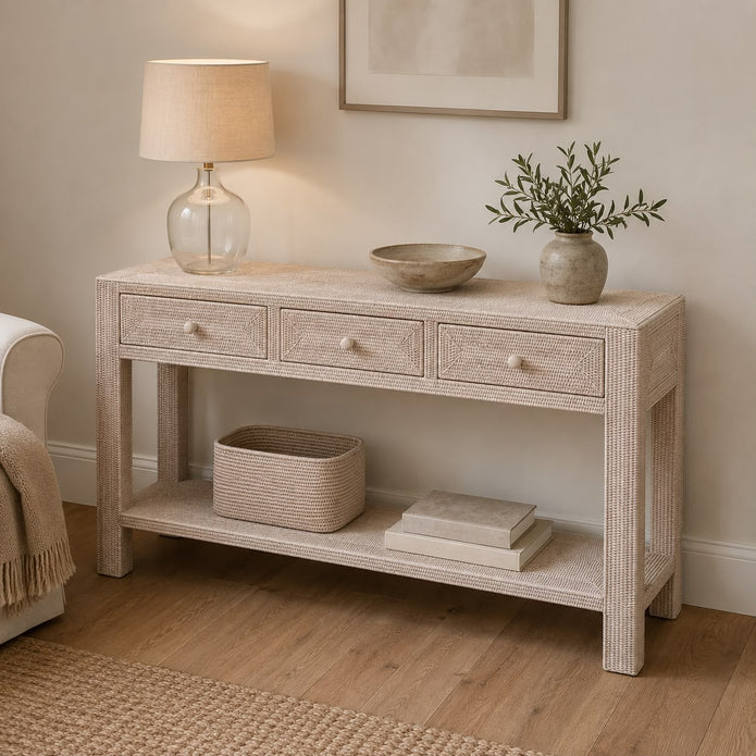 Rattan Large Rectangular Console Table - PRE ORDER MID SEPTEMBER DELIVERY