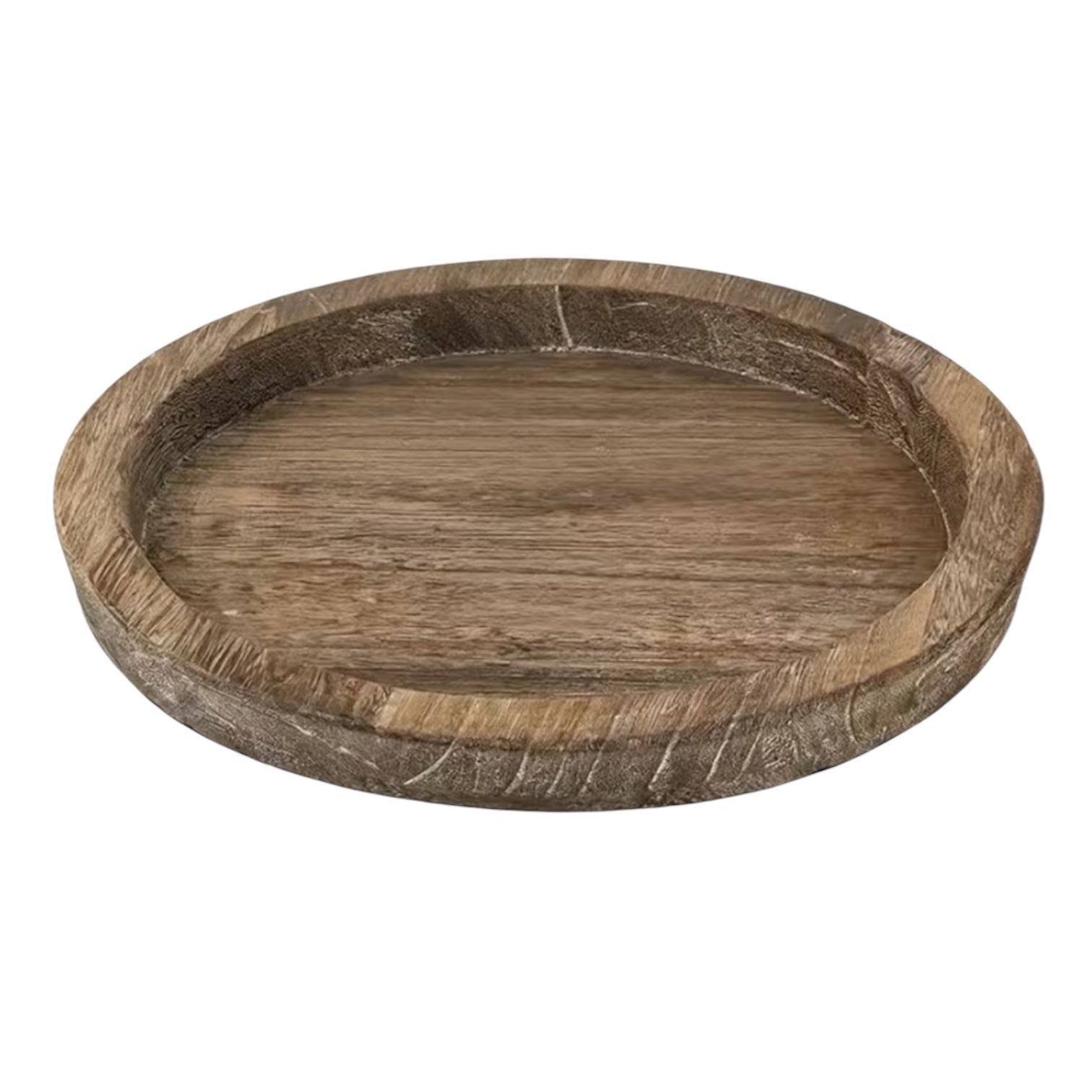 Wooden Brown Round Styling Tray