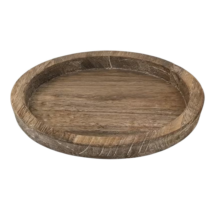 Wooden Brown Round Styling Tray