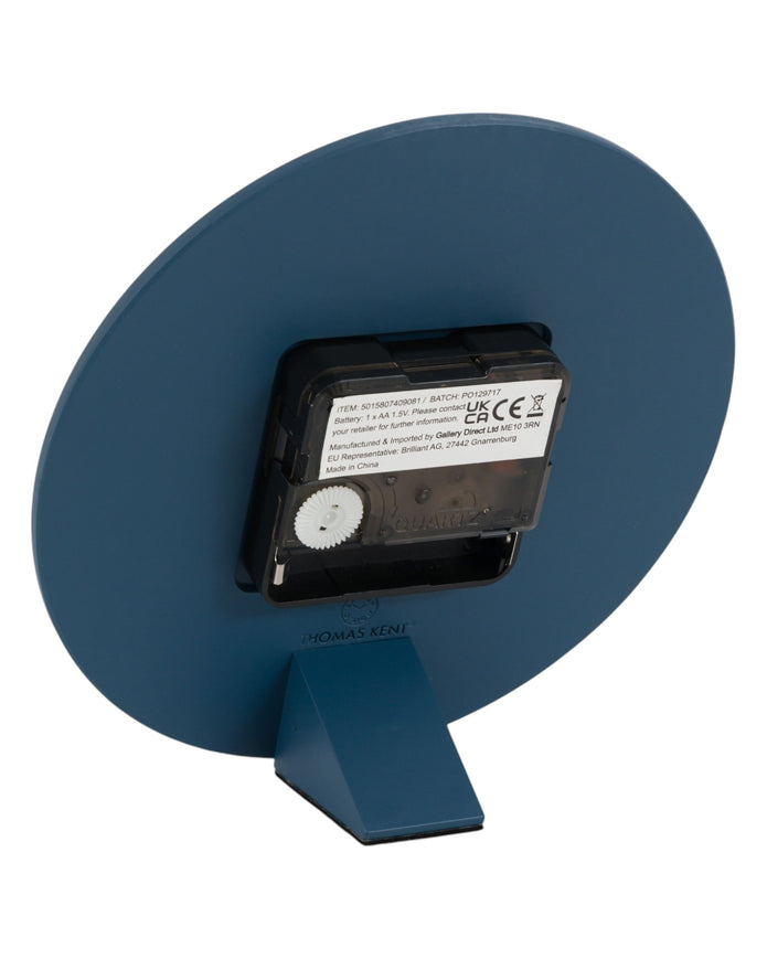 Thomas Kent Mulberry 6-inch mantle clock in midnight blue with a classic round face and vintage design.