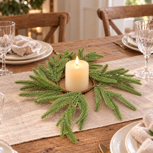 Artificial Luxury Green Norfolk Candle Ring