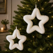 Fluffy Hanging White Star, two fluffy white outline stars on a Christmas tree