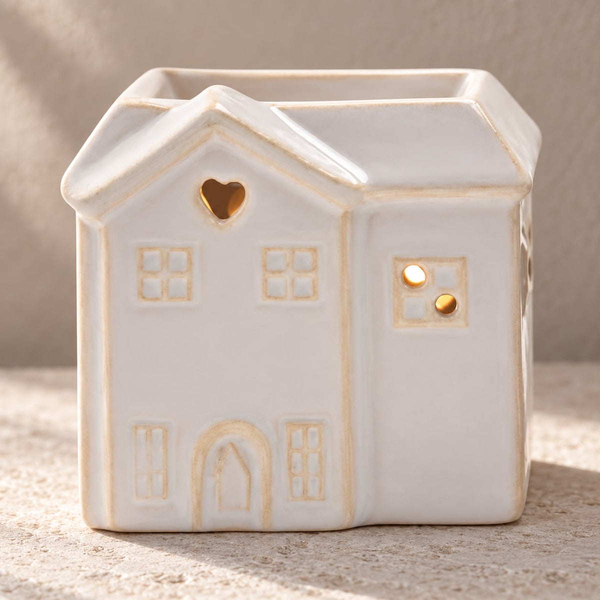 Small White Ceramic House Wax Melt Burner — product image 3