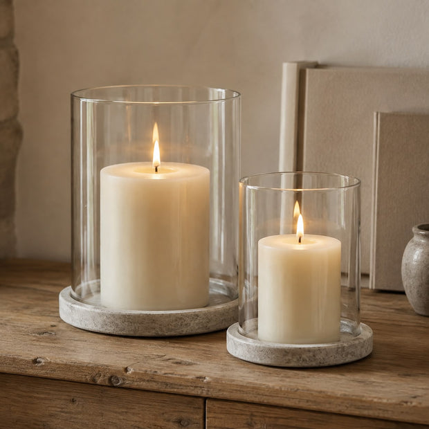 Athena Stone Natural Hurricane Candle Lantern