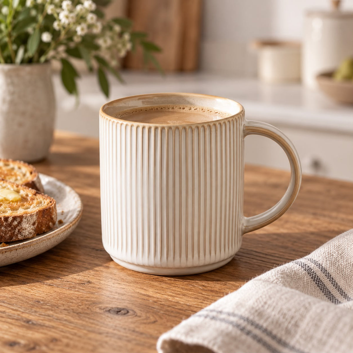 Neutral Ribbed Mug
