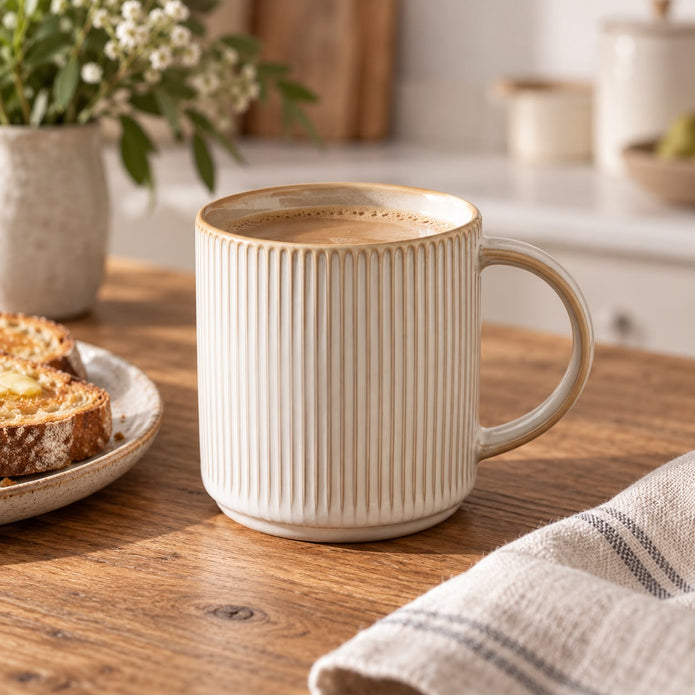 Neutral Ribbed Mug