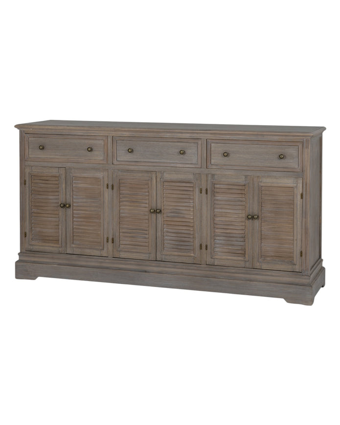 Large Delphine Collection dresser base with six doors and three drawers, in a stylish furniture design by Hill Interiors.
