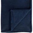 Navy Blue Luxury Snuggle Blanket Throw, close-up of the navy fabric and stitched edge