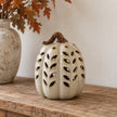 Neutral Ceramic Cut Out Light Up LED Tall Pumpkin – product view 1