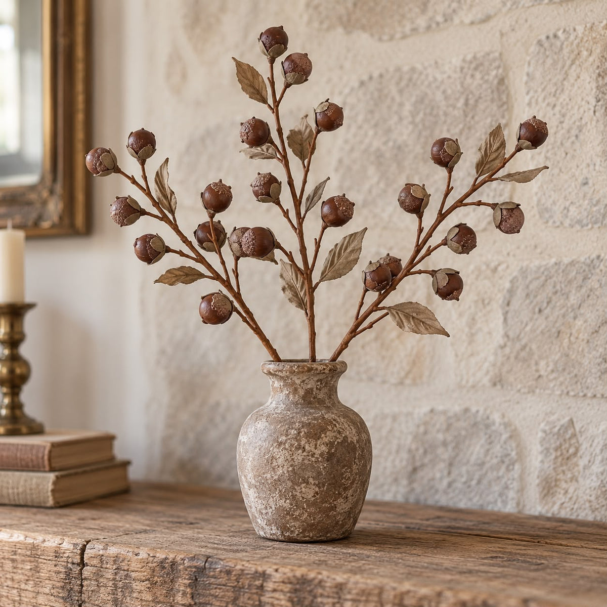 Artificial Brown Berry Stem