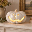 Neutral Ceramic LED Light Up Pumpkin Face
