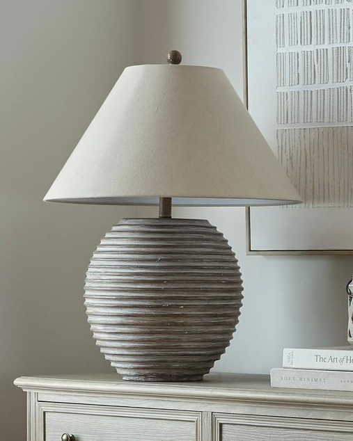 Large Saturn wooden lamp by Hill Interiors, showcasing a modern lighting fixture with a spherical wooden design and warm finish.