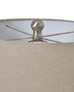 White ceramic ribbed urn-style lamp from Hill Interiors, ideal for modern lighting and home decor.