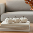 White Velvet Pumpkins - Set of Three