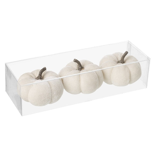 White Velvet Pumpkins - Set of Three