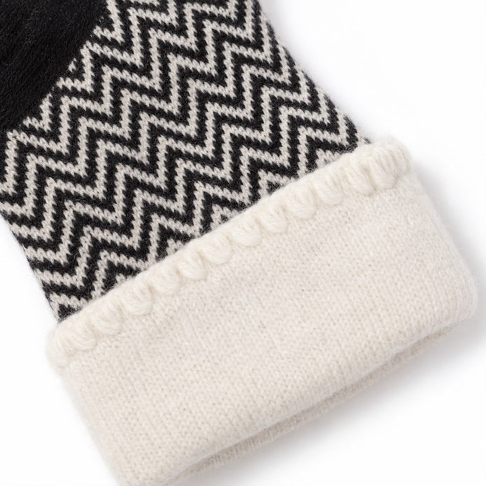 Black Cuff Herringbone Cosy Socks