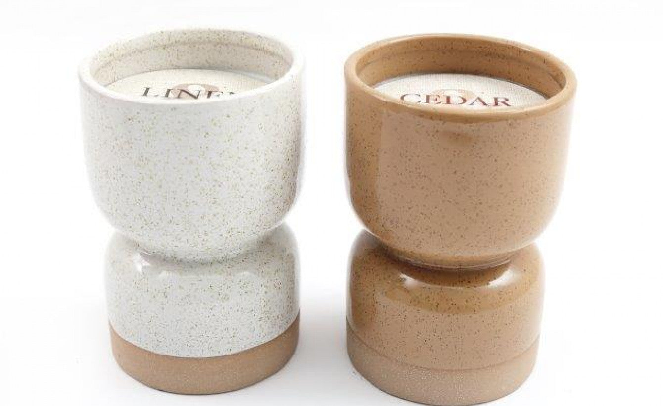 Beige Ceramic Hourglass Shape Candle