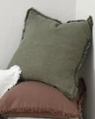 Frayed Edge Olive Green Cushion Cover - Soft FurnishingsSoft Furnishings - Lulu Loves Home