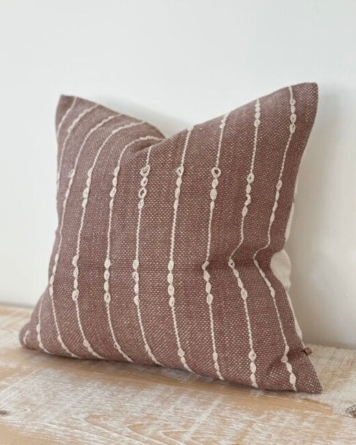 India Luxe Cotton Cushion Cover Plum Stripe