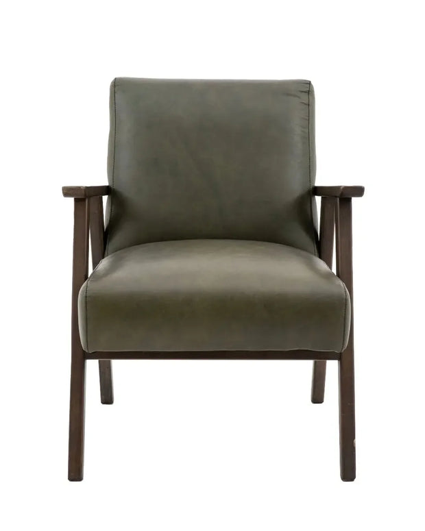 Olive Green Leather Armchair - Neyland - Lulu Loves Home Lulu Loves Home 