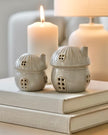 Glazed Ceramic Light Up LED Mushroom House