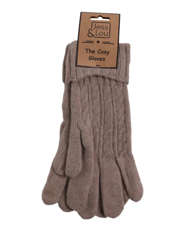 Oatmeal Cosy Cable Knit Gloves