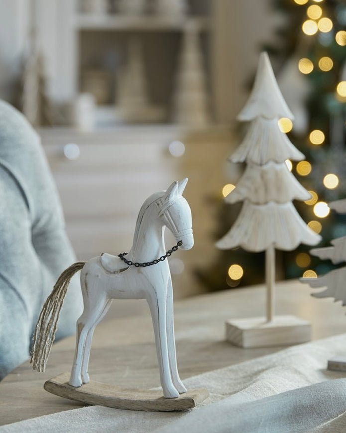 Whitewashed Rustic Rocking Horse