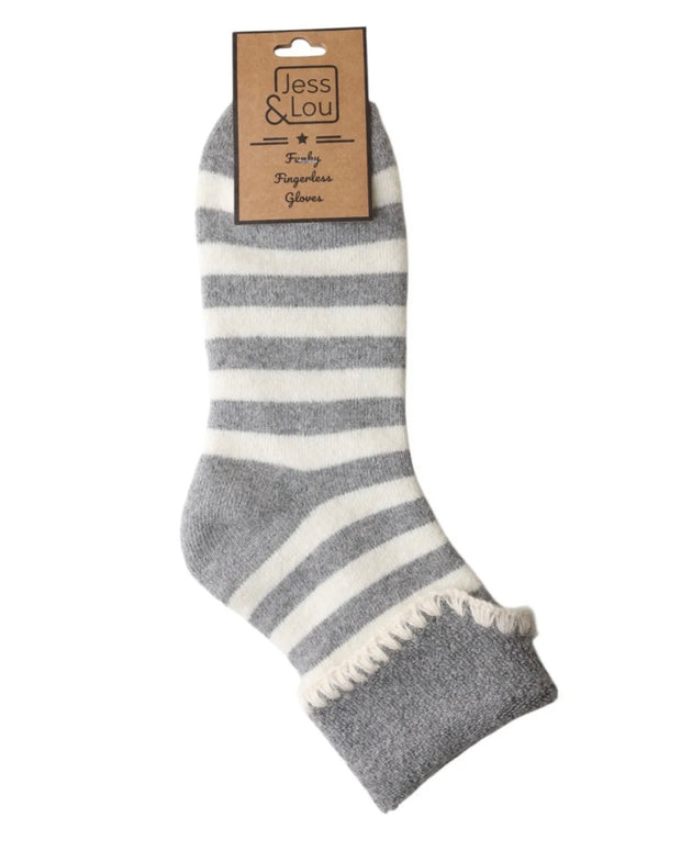 Cosy Cuff Socks - Grey Stripe