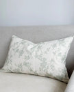 Aria Sage Green And White Rectangle Floral Print Cotton Cushion Cover
