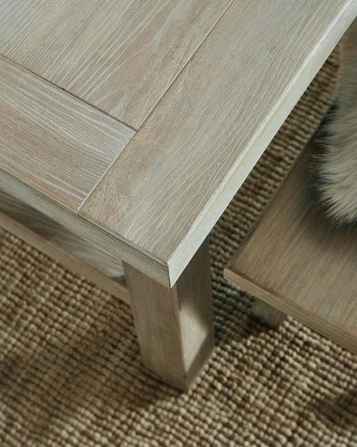 Large dining bench from Hill Interiors' Haldon Collection, showcasing a sturdy wooden frame and spacious seating.