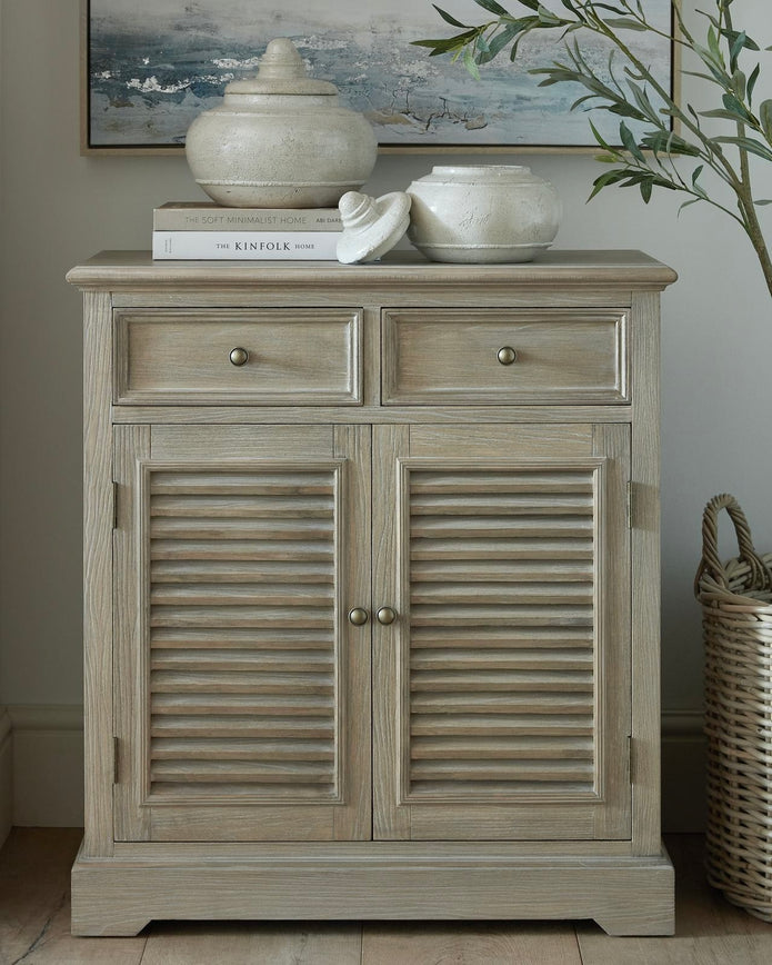 Delphine Collection 2 Drawer 2 Door Chest by Hill Interiors, wooden furniture with a polished finish and modern design.