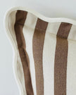Chloe Brown Square Stripe Scalloped Cushion Cover