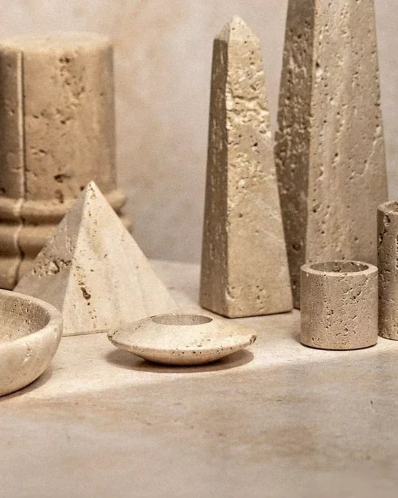 Travertine Disk Tea Light Holder