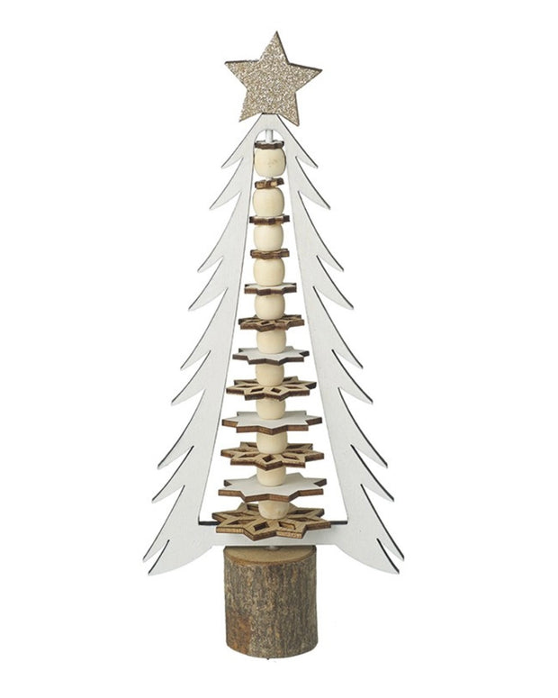 White Wooden Cristmas Tree With Gold Star
