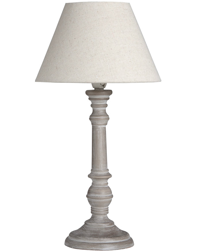 Pella wooden table lamp by Hill Interiors featuring a sleek design and warm wood finish, ideal for living room or bedside lighting.