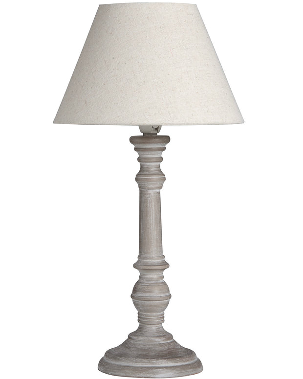 Pella wooden table lamp by Hill Interiors featuring a sleek design and warm wood finish, ideal for living room or bedside lighting.