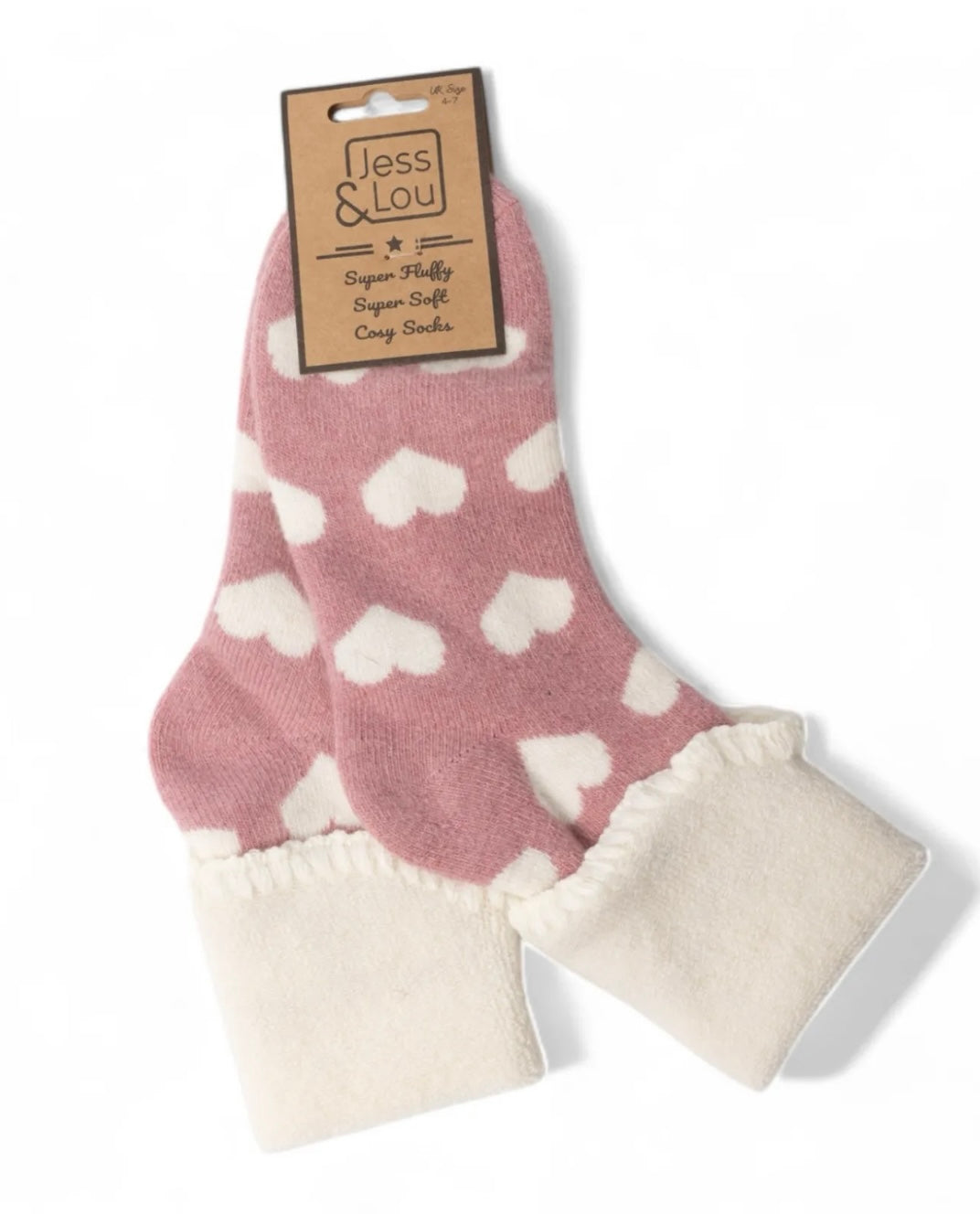 Cosy Cuff Socks - Pink Heart