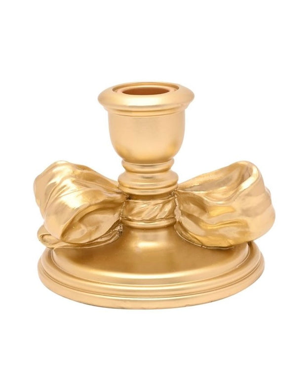 Gold Bow Taper Candle Holder