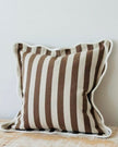 Chloe Brown Square Stripe Scalloped Cushion Cover