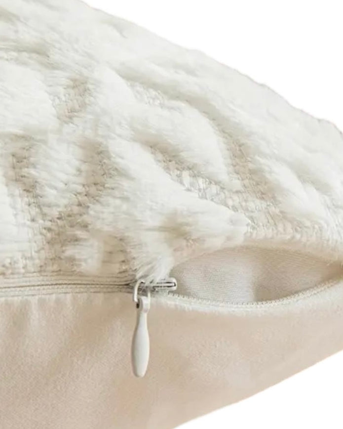 Cream Chenille Snowflake Cushion Cover