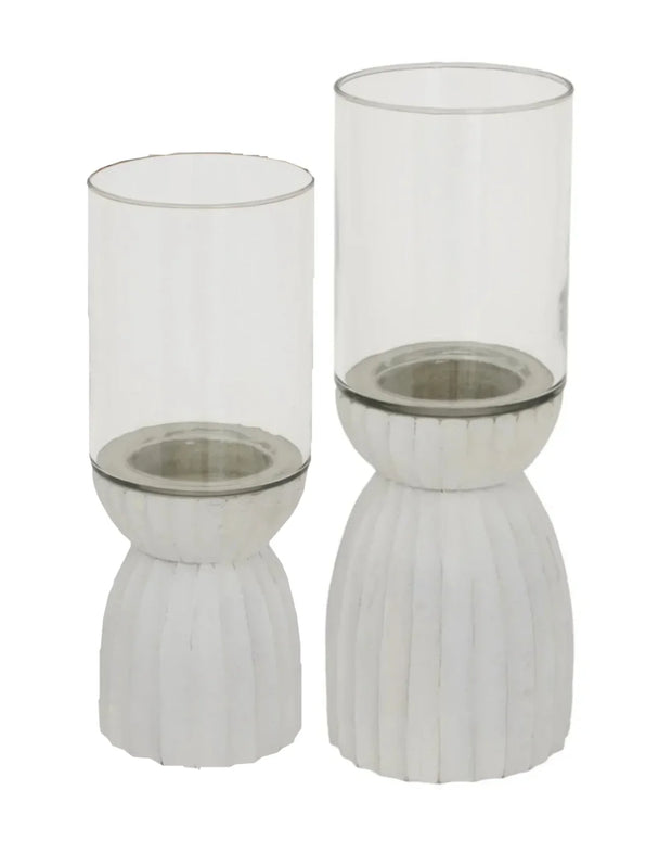 White Carved Hurricane Lantern