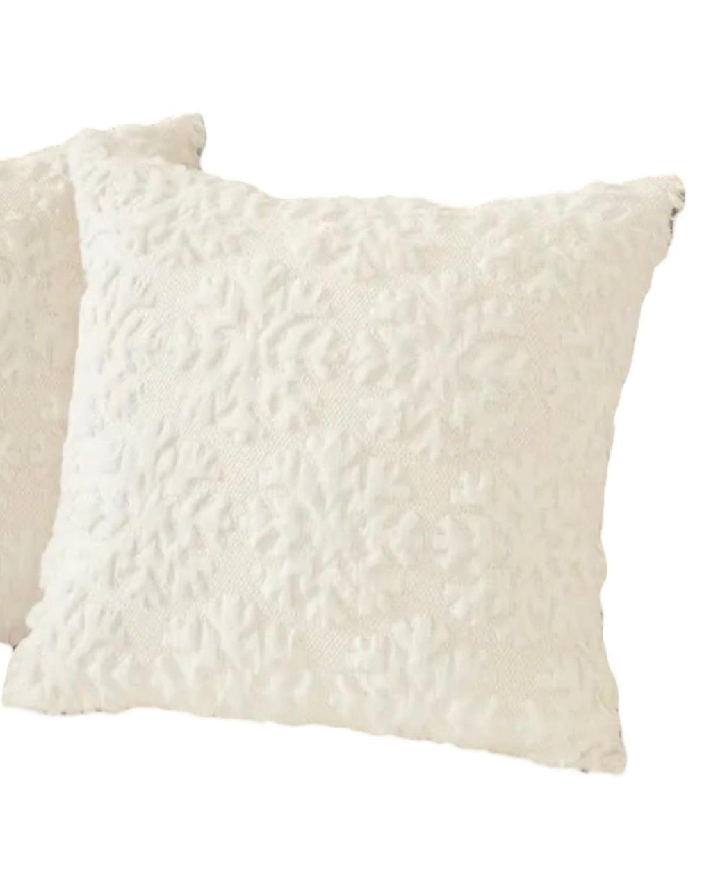 Cream Chenille Snowflake Cushion Cover