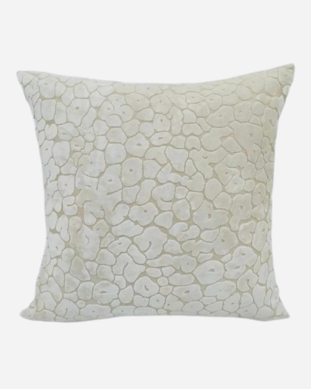 Malini neutral cream leopard print velvet cushion cover showing soft fabric and stylish pattern.
