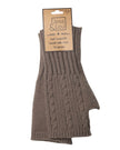 Beige Cosy Cable Knit Fingerless Gloves