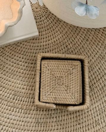 Artisan Weave - Rattan Square Coaster Set & Holder