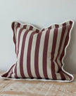 Chloe Burgundy Square Stripe Scalloped Cushion Cover