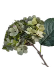 Artificial short sage green hydrangea stem from Starlight Express, showcasing lush green blooms and realistic foliage.