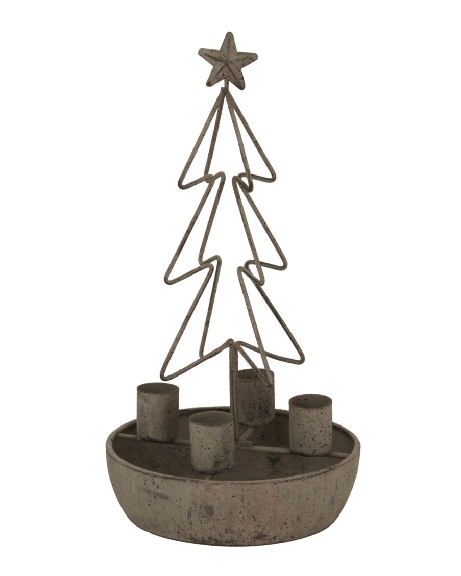 Rustic Outline Tree And Star Candle Holders