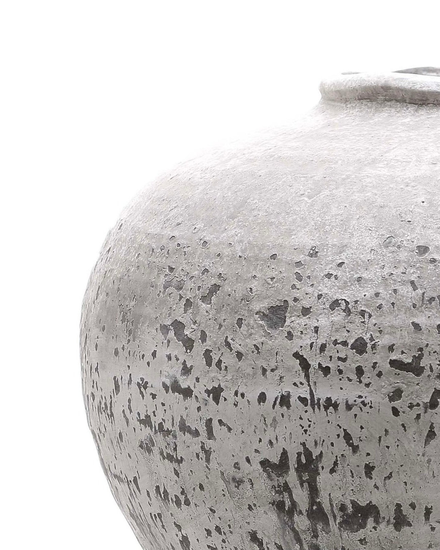 Rustic matte neutral stone vase from Hill Interiors with a textured finish, perfect for rustic or modern decor.