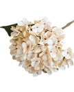 Artificial short soft cream hydrangea stem from Starlight Express, showcasing lush blooms and realistic greenery for home decor.